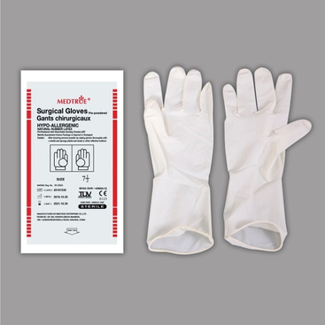 Gants chirurgicaux en latex stérilisés jetables médicaux CE/ISO avec poudre (MT58064101)